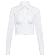 Dolce & Gabbana Poplin Cropped Bustier Shirt In Bianco Ottico