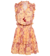 Poupette St Barth Women's Triny Ruffle V-neck Minidress In Orange Grenade