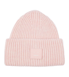 Acne Studios Pansy Face Patch Rib Wool Beanie In Faded Pink Melange
