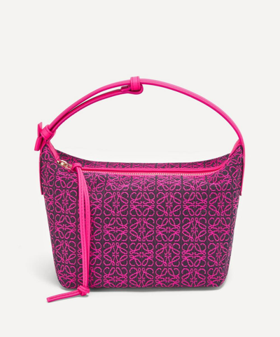 Loewe Women's Small Cubi Anagram Jacquard Canvas And Leather Shoulder Bag In Pink