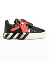 OFF-WHITE GIRL'S ARROW LEATHER GRIP-STRAP LOW-TOP SNEAKERS, TODDLER/KIDS