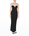 Galvan Thalia Faux Pearl-embellished Ribbed-knit Gown In Black