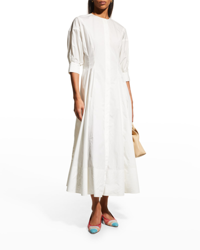 Co Women's Balloon Sleeve Poplin Midi-dress In White