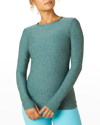 Beyond Yoga Classic Crew Pullover W/ Thumbholes In Rainforest Blue H