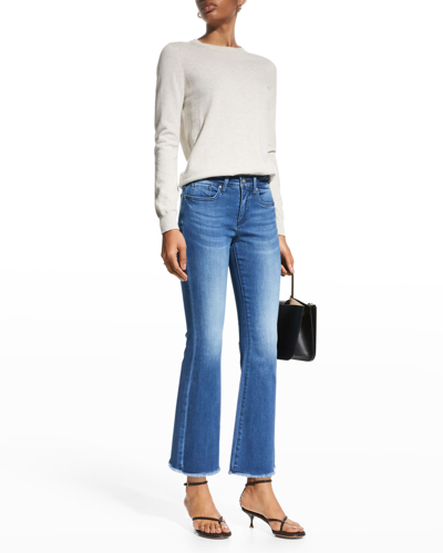 Nydj Petite Ava Flared Ankle Jeans With Frayed Hems In Blue