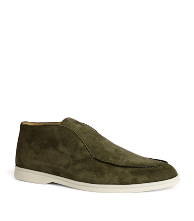 Loro Piana Open Walk Suede Slip-on Desert Shoes In Green