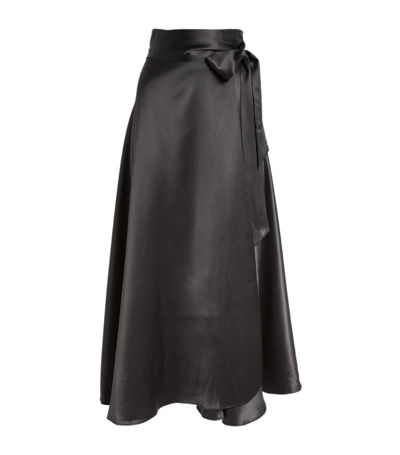 Harmur Silk Midi Skirt In Black