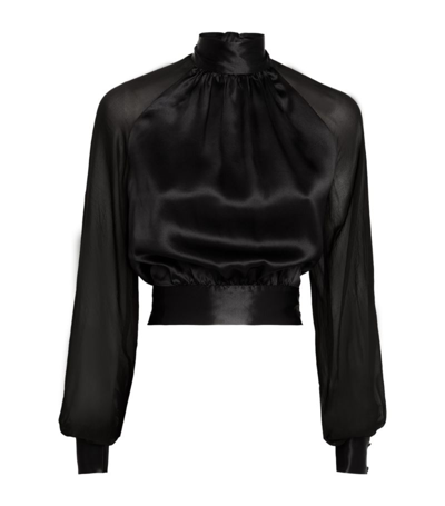 Harmur Silk Halterneck Classic Top In Black