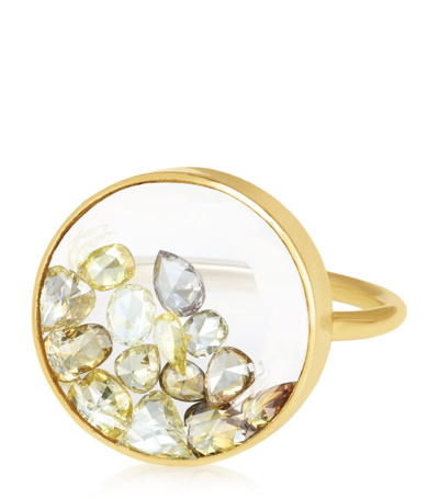 Moritz Glik Yellow Gold And Diamond Core Shaker Ring