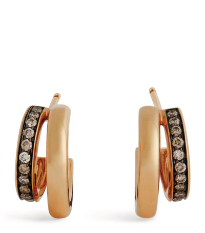 Pomellato Rose Gold And Diamond Iconica Hoop Earrings In Brown