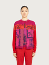 Ferragamo Heritage-print Panelled Cardigan In Pink