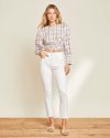 Veronica Beard Carly Kick Flare Jeans With Raw Hem In White