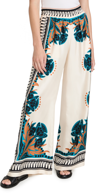 La Doublej Florence-print Silk Twill Palazzo Pants