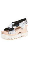 Stella Mccartney Elyse Mirrored Crisscross Platform Sandals In Silver