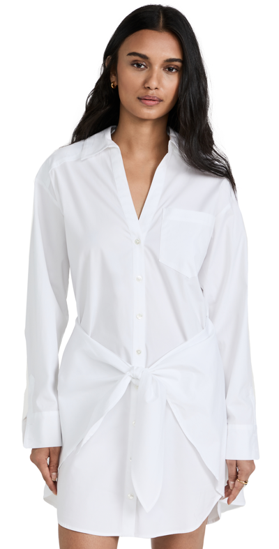 Veronica Beard Roanoke Cotton Poplin Shirtdress In White