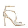 Jimmy Choo Azia 95 Glittered Satin Sandals In White