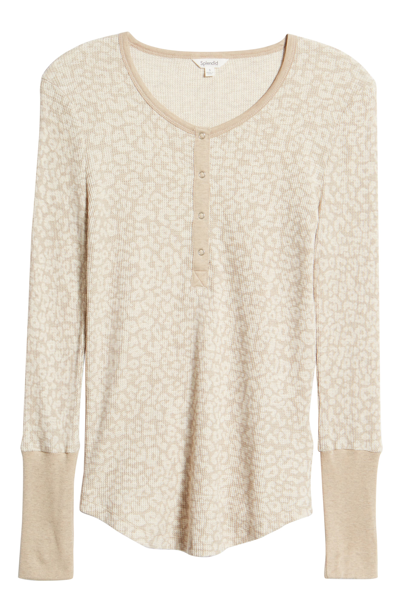 Splendid Classic Thermal Henley In Toast Leopard