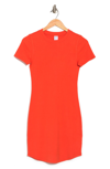 Melrose And Market Short Sleeve Crewneck Mini Dress In Red Grenadine