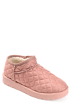 Journee Collection Tazara Quilted Faux Shearling Lined Slipper Boot In Pink