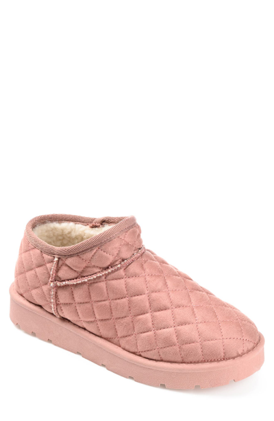 Journee Collection Tazara Quilted Faux Shearling Lined Slipper Boot In Pink