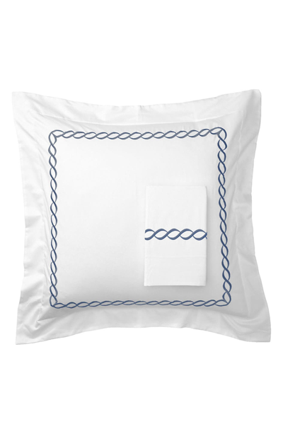 Melange Home Embroidered Rope 600 Thread Count 100% Cotton 26" Square Pillow Sham In Navy