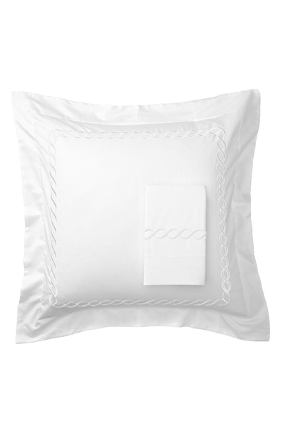 Melange Home Embroidered Rope 600 Thread Count 100% Cotton 26" Square Pillow Sham In White