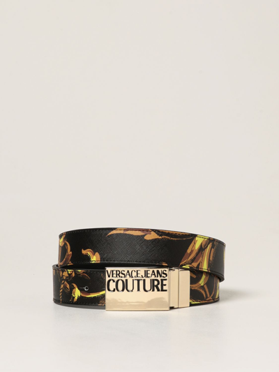 Versace Jeans Couture Reversible Leather Belt In Black