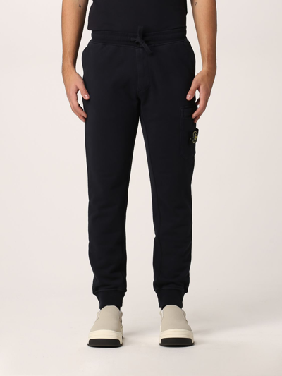 Stone Island Jogging Pants With Logo In Blue