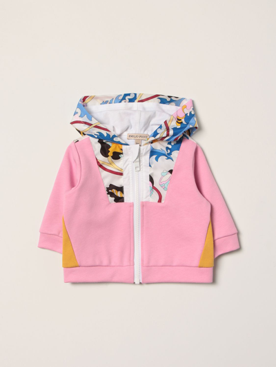 Emilio Pucci Babies' Sweatshirt In Multicolor Cotton In Blush Pink