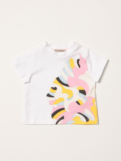 Emilio Pucci Babies' Cotton T-shirt With Print In White
