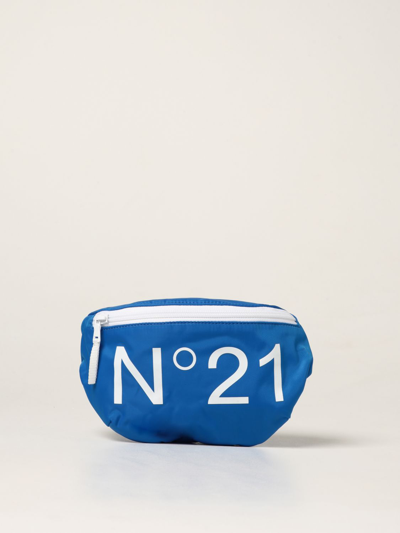 N°21 N ° 21 Pouch In Technical Fabric In Sky Blue