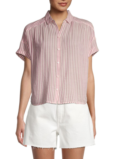 Madewell Women's Callie Striped Shirt In Pink