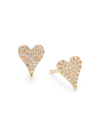 Saks Fifth Avenue Women's 14k Yellow Gold & 0.14 Tcw Diamond Heart Stud Earrings