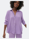 Michael Stars Gauze Button Down Top In Purple