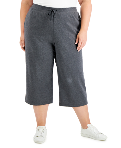 Karen Scott Plus Size Drawstring-waist Knit Capri Pants, Created