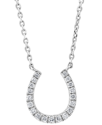 Effy Collection Effy Diamond Horseshoe 18" Pendant Necklace (1/6 Ct. T.w.) In Sterling Silver