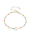 UNWRITTEN GOLD FLASH-PLATED MULTI-COLOR BEAD AND FRESHWATER PEARL BRACELET