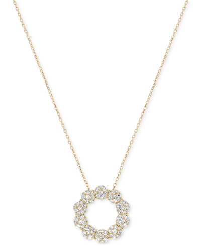 Macy's Diamond Circle Cluster 18" Pendant Necklace (1/2 Ct. T.w.) In 14k Gold In Yellow Gold