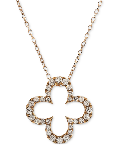 Macy's Diamond Clover 18" Pendant Necklace (1/3 Ct. T.w.) In 14k Rose Gold