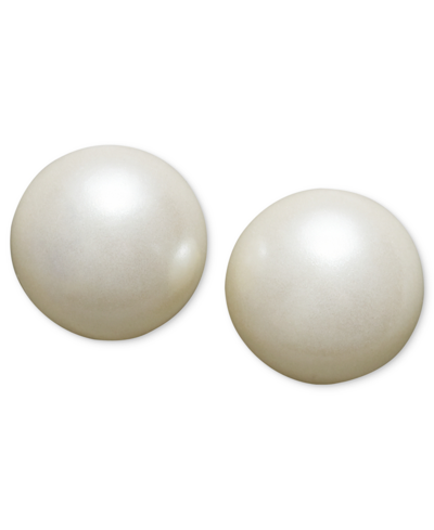 Charter Club Silver-tone Imitation Pearl (8mm) Stud Earrings, Created For Macy's In White