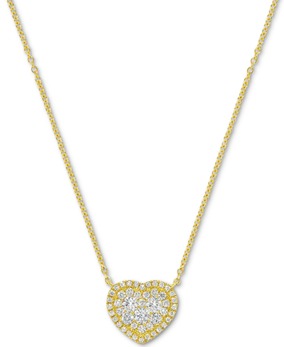 Macy's Diamond Heart Cluster Halo 18" Pendant Necklace (7/8 Ct. T.w.) In 14k White Gold Or 14k Yellow Gold