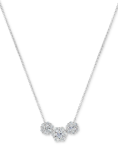 Macy's Diamond Triple Circle Cluster 18" Statement Necklace (1 Ct. T.w.) In 14k White Gold Or 14k Yellow Go