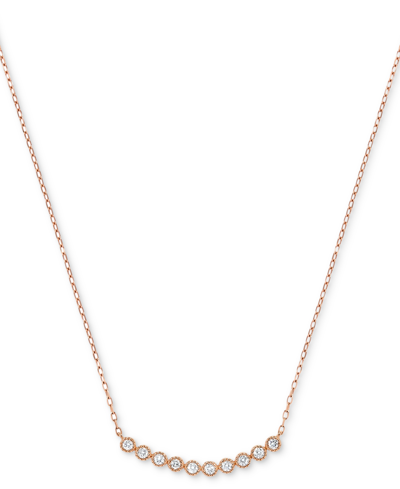 Macy's Diamond Bezel Curved Bar 18" Statement Necklace (1/4 Ct. T.w.) In 14k Yellow Gold Or 14k Rose Gold