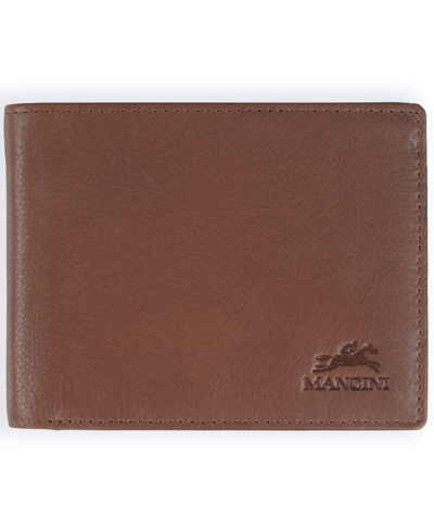 Mancini Men's Bellagio Collection Center Wing Bifold Wallet With Coin Pocket In Brown