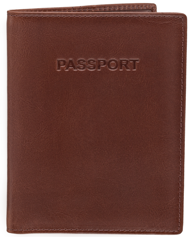Mancini Men's Casablanca Collection Passport Holder Case In Brown