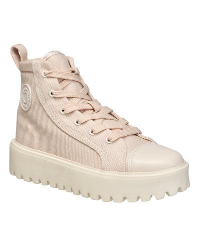 French Connection Women's Angel High Top Lace-up Lug Sole Platform Sneakers Women's Shoes In Natural