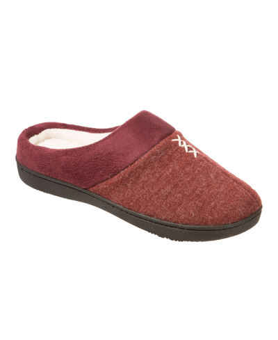 Isotoner Signature Women's Microsuede Knit Marisol Hoodback Slippers In Chili