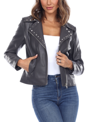 White Mark Plus Size Faux Leather Jacket In Gray