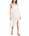 MIKEN JUNIORS' SMOCKED MIDI DRESS COVER-UP, CREATED FOR MACY'S WOMEN'S SWIMSUIT