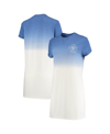 JUNK FOOD WOMEN'S JUNK FOOD HEATHERED ROYAL AND WHITE LOS ANGELES RAMS OMBRE TRI-BLEND T-SHIRT DRESS